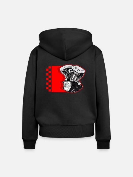 Motor V - Frauen Premium Bio Zip Hoodie - Schwarz