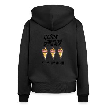Eiskrem - Eis Liebhaber - Eis - Geschenkidee - Frauen Premium Bio Zip Hoodie - Schwarz - Hinten - Julia (174cm)