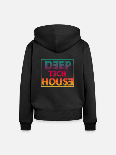 Deep tech house - Frauen Premium Bio Zip Hoodie - Schwarz