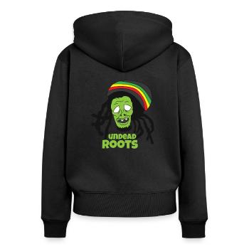 Reggae Zombie - Frauen Premium Bio Zip Hoodie - Schwarz - Hinten - Julia (174cm)