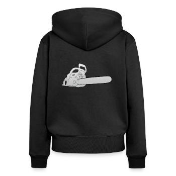 scie à chaîne - Sweat à capuche zippé Premium bio Femme - noir - Dos - Julia (174cm)