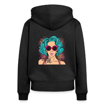 Reste cool - Sweat à capuche zippé Premium bio Femme - noir - Dos - Julia (174cm)