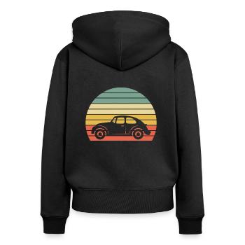 Classic Car Vintage Geschenk - Frauen Premium Bio Zip Hoodie - Schwarz - Hinten - Julia (174cm)