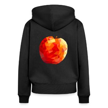 Apfel - Frauen Premium Bio Zip Hoodie - Schwarz - Hinten - Julia (174cm)