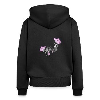 papillons tribaux - Sweat à capuche zippé Premium bio Femme - noir - Dos - Julia (174cm)