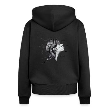 Laissez-moi voyager la conception - Sweat à capuche zippé Premium bio Femme - noir - Dos - Julia (174cm)