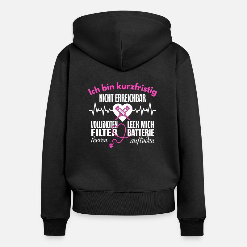 Krankenschwester Pfleger Spruch Leck mich Geschenk - Frauen Premium Bio Zip Hoodie - Schwarz