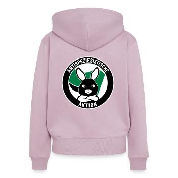 Antispeziesistische Aktion – Bunny - Frauen Premium Bio Zip Hoodie - Altrosa - Hinten - Julia (174cm)
