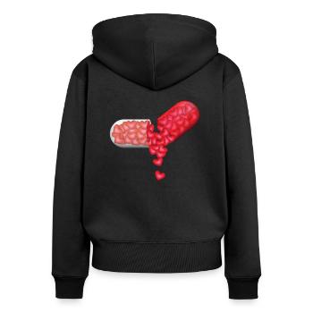 Liebes Pille - Frauen Premium Bio Zip Hoodie - Schwarz - Hinten - Julia (174cm)