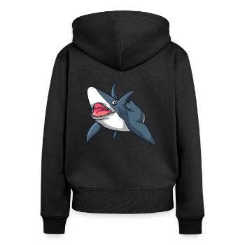 Hai, Haifisch - Frauen Premium Bio Zip Hoodie - Schwarz - Hinten - Julia (174cm)
