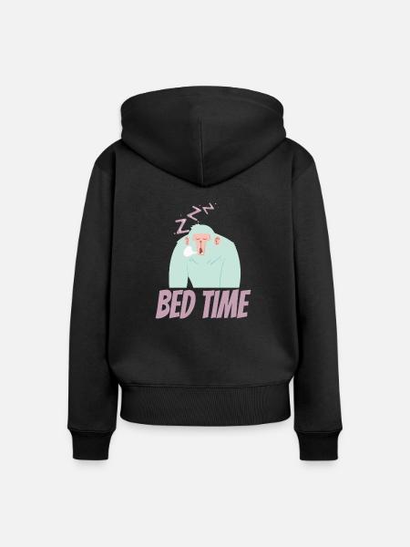 Bed Time, Schlafenszeit - Frauen Premium Bio Zip Hoodie - Schwarz