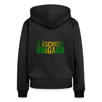Sächsischer Spruch Ä äschdes Unigaad - Frauen Premium Bio Zip Hoodie - Schwarz - Hinten - Julia (174cm)