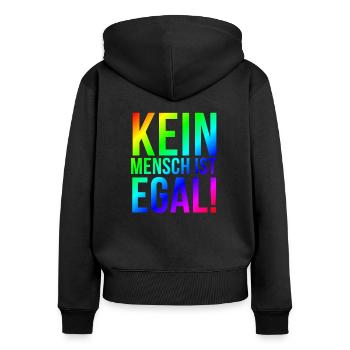 Antifa T-Shirt links gegen rechts Geschenkidee - Frauen Premium Bio Zip Hoodie - Schwarz - Hinten - Julia (174cm)