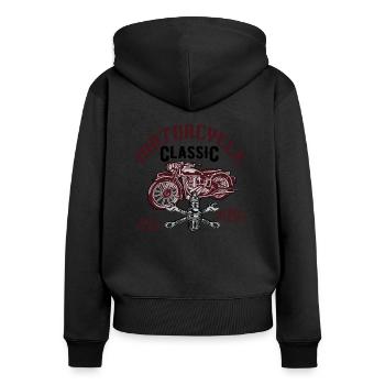 Motorrad Mechaniker Bike Classic,Shirt Oldtimer - Frauen Premium Bio Zip Hoodie - Schwarz - Hinten - Julia (174cm)