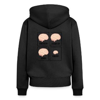Nazis Rassisten | Antifa Statement Shirt Geschenk - Frauen Premium Bio Zip Hoodie - Schwarz - Hinten - Julia (174cm)