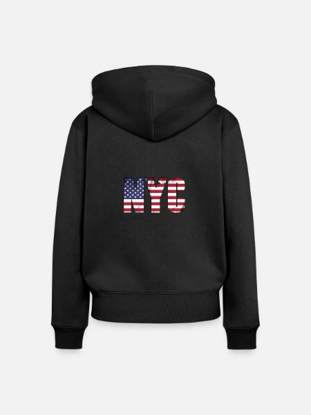 NYC - Frauen Premium Bio Zip Hoodie - Schwarz