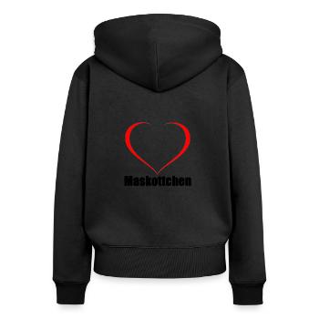 Herz Maskottchen - Frauen Premium Bio Zip Hoodie - Schwarz - Hinten - Julia (174cm)