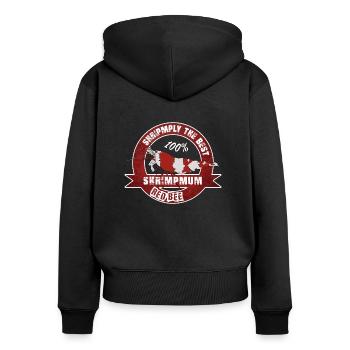 Shrimply the best shrimp mum. Red Bee. Caridina - Frauen Premium Bio Zip Hoodie - Schwarz - Hinten - Julia (174cm)