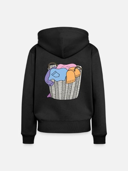 Wäschekorb - Frauen Premium Bio Zip Hoodie - Schwarz