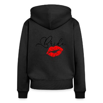jeune mariée - Sweat à capuche zippé Premium bio Femme - noir - Dos - Julia (174cm)
