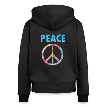 Peace - Women's Premium Organic Zip Hoodie - black - Back - Julia (174cm)