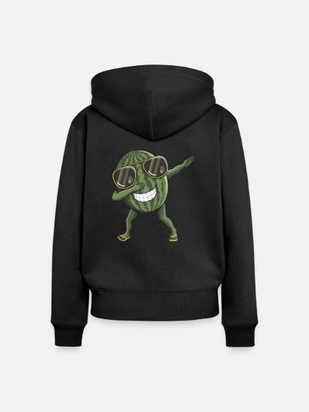 Wassermelone dabbing - Frauen Premium Bio Zip Hoodie - Schwarz