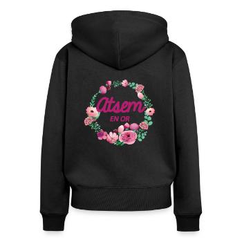 Atsem en or - Sweat à capuche zippé Premium bio Femme - noir - Dos - Julia (174cm)