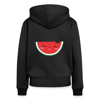 Cute Water Melon Süße Wassermelone - Frauen Premium Bio Zip Hoodie - Schwarz - Hinten - Julia (174cm)