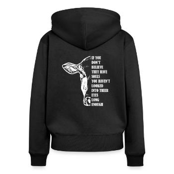 Animal rights Vegan Geschenk - Frauen Premium Bio Zip Hoodie - Schwarz - Hinten - Julia (174cm)