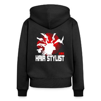 Hair Stylist Barbier Hairdresser Arbeit Geschenkid - Frauen Premium Bio Zip Hoodie - Schwarz - Hinten - Julia (174cm)