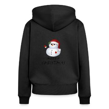 Schneemann Weihnachten Snowman Christmas - Frauen Premium Bio Zip Hoodie - Schwarz - Hinten - Julia (174cm)