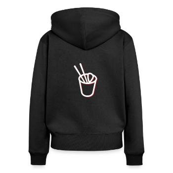 Cup Ramen - Frauen Premium Bio Zip Hoodie - Schwarz - Hinten - Julia (174cm)