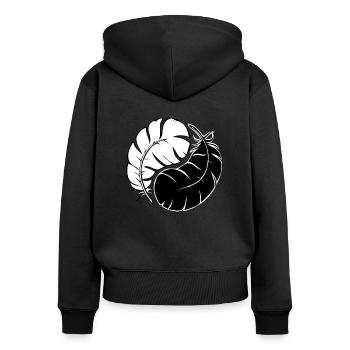 Two Feathers - Frauen Premium Bio Zip Hoodie - Schwarz - Hinten - Julia (174cm)