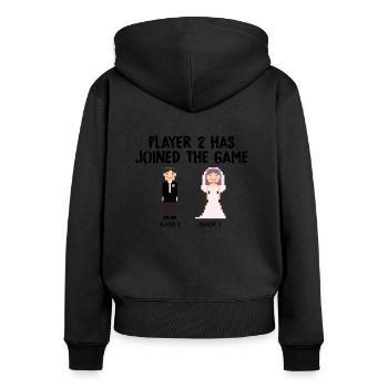 Player 2 Has joined the game Wedding Geschenk - Frauen Premium Bio Zip Hoodie - Schwarz - Hinten - Julia (174cm)