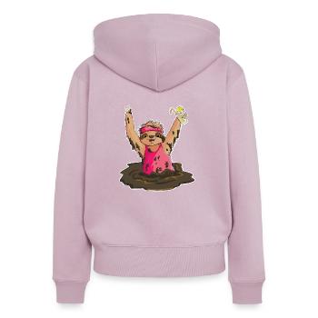 Mud Run Sloth - Women's Premium Organic Zip Hoodie - dusky pink - Back - Julia (174cm)