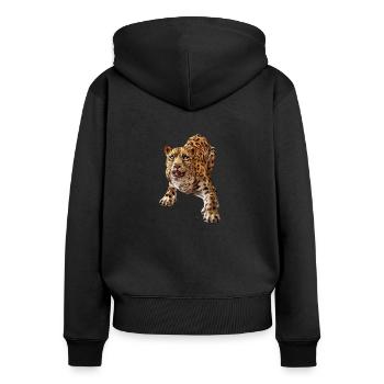 Leopard - Frauen Premium Bio Zip Hoodie - Schwarz - Hinten - Julia (174cm)