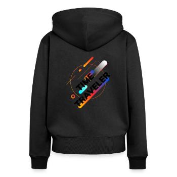 Voyage dans le temps Voyage dans le temps - Sweat à capuche zippé Premium bio Femme - noir - Dos - Julia (174cm)