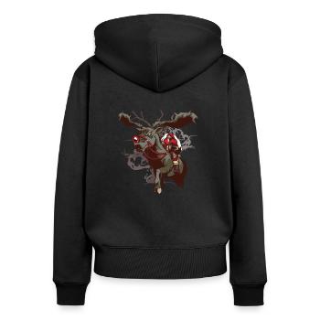 Weihnachtsmann,dark santa,Weihnachten Fantasy - Frauen Premium Bio Zip Hoodie - Schwarz - Hinten - Julia (174cm)