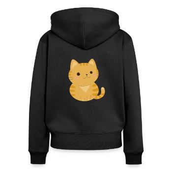 Chat kawaii - Sweat à capuche zippé Premium bio Femme - noir - Dos - Julia (174cm)