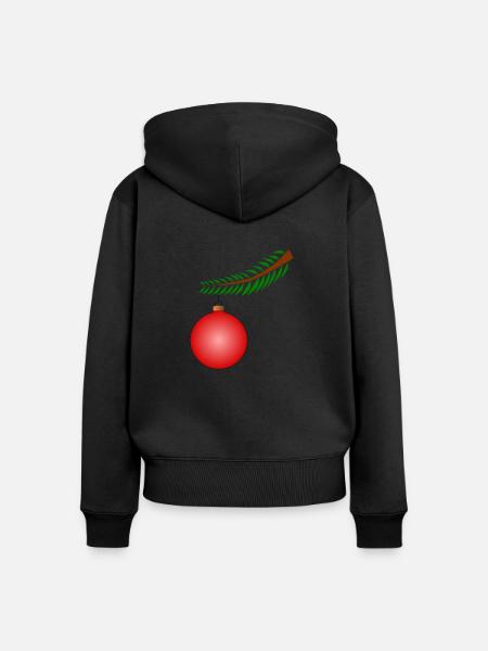 Weihnachtskugel am Ast - Rot - Frauen Premium Bio Zip Hoodie - Schwarz
