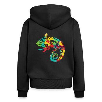 Chamäleon Maori Stil Tribal Tattoo Geschenkidee - Frauen Premium Bio Zip Hoodie - Schwarz - Hinten - Julia (174cm)