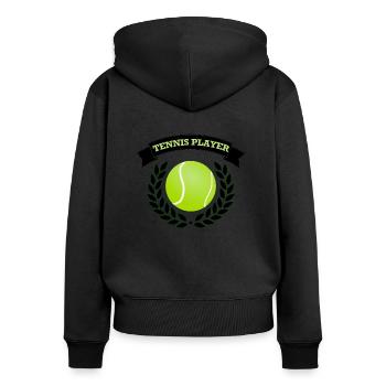 tennisspieler - Frauen Premium Bio Zip Hoodie - Schwarz - Hinten - Julia (174cm)