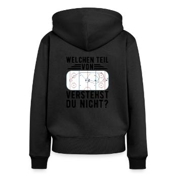 Eishockey | Sport Eishockey Maske Geschenkideen - Frauen Premium Bio Zip Hoodie - Schwarz - Hinten - Julia (174cm)