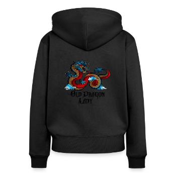 Drache,Dragon Lady,Shirt Geschenk Fantasy Drachen - Frauen Premium Bio Zip Hoodie - Schwarz - Hinten - Julia (174cm)