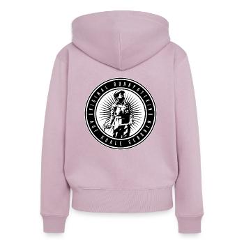 Ruhrpott Ruhrpottkind - Sweat à capuche zippé Premium bio Femme - rose poudré - Dos - Julia (174cm)
