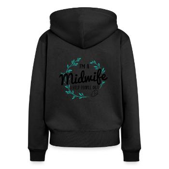 Hebamme | Hebammen Beruf Geburtshelfer Geschenke - Frauen Premium Bio Zip Hoodie - Schwarz - Hinten - Julia (174cm)