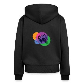 Banksy Stlye - Woman - Frauen Premium Bio Zip Hoodie - Schwarz - Hinten - Julia (174cm)