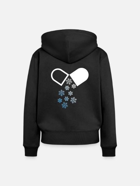 Schnee Winter Pille - Frauen Premium Bio Zip Hoodie - Schwarz