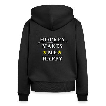 Hockey Hockeyschläger Spruch - Frauen Premium Bio Zip Hoodie - Schwarz - Hinten - Julia (174cm)