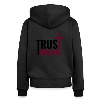 Trust Jesus God Bible Christian - Women's Premium Organic Zip Hoodie - black - Back - Julia (174cm)